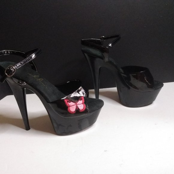 Ellie pointed stiletto heels size 7 butterfly embordered design 6" tall - Picture 3 of 6